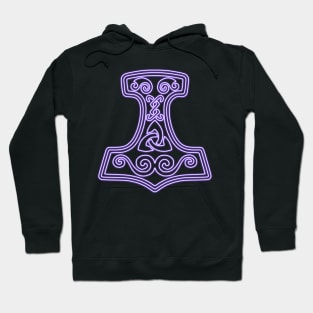 Thor hammer - Mjöllnir - violet neon Hoodie